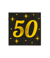 50 Jaar Servetten Zwart Goud 19cm 16st